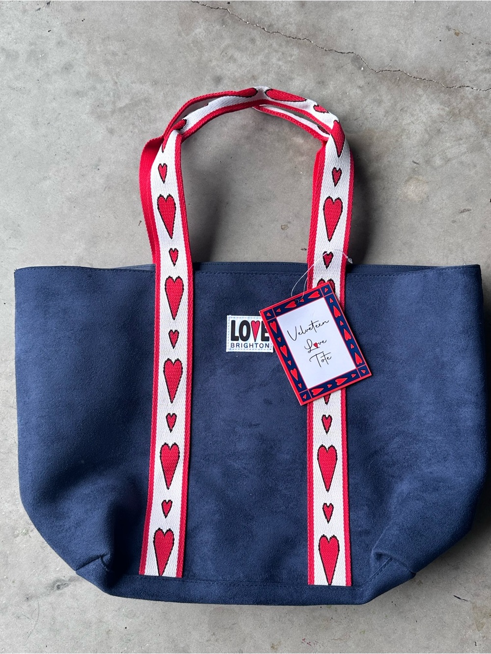 Brighton velveteen love hearts tote new with tags